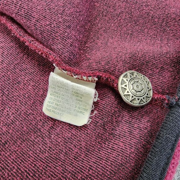 LL Bean Sweater Womens Medium Burgundy Cardigan Long Sleeve Button Front Terry - Picture 15 of 15